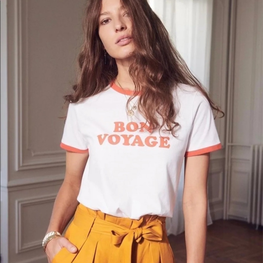 Sezane Bon voyage tee shirt sz S